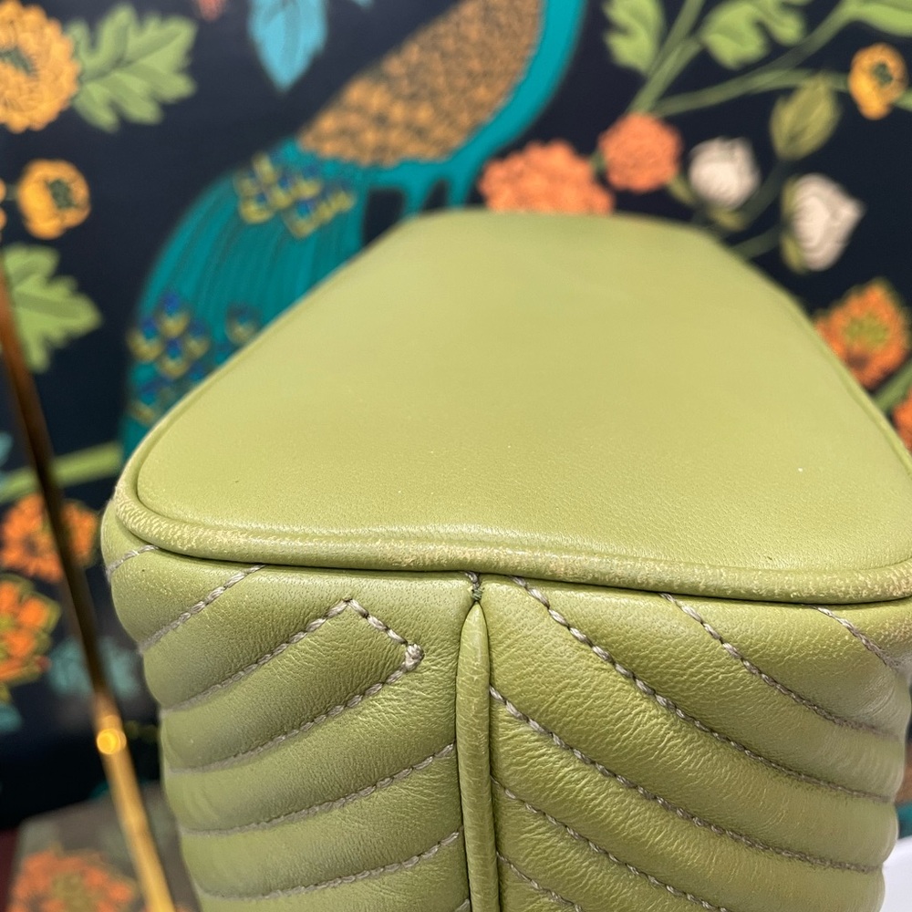 Bally Quilted Green Lambskin Suede-Lined Hobo Bag - Picture 5 of 17